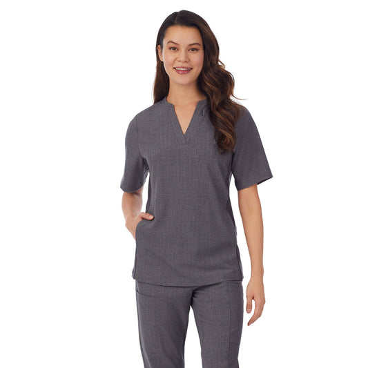 Cuddl Duds Womens Scrub Split Neck Top