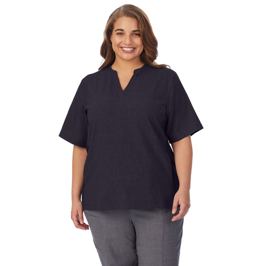 Cuddl Duds Womens Scrub Split Neck Top PLUS