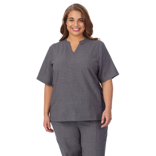 Cuddl Duds Womens Scrub Split Neck Top PLUS